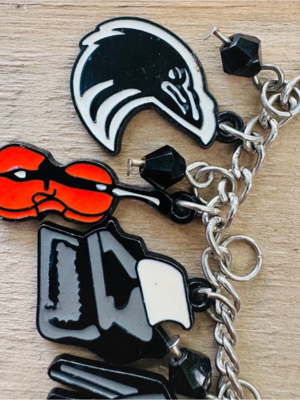 Wednesday Addams Inspired Enamel Charm Bracelet Gothic Statement Jewelry
